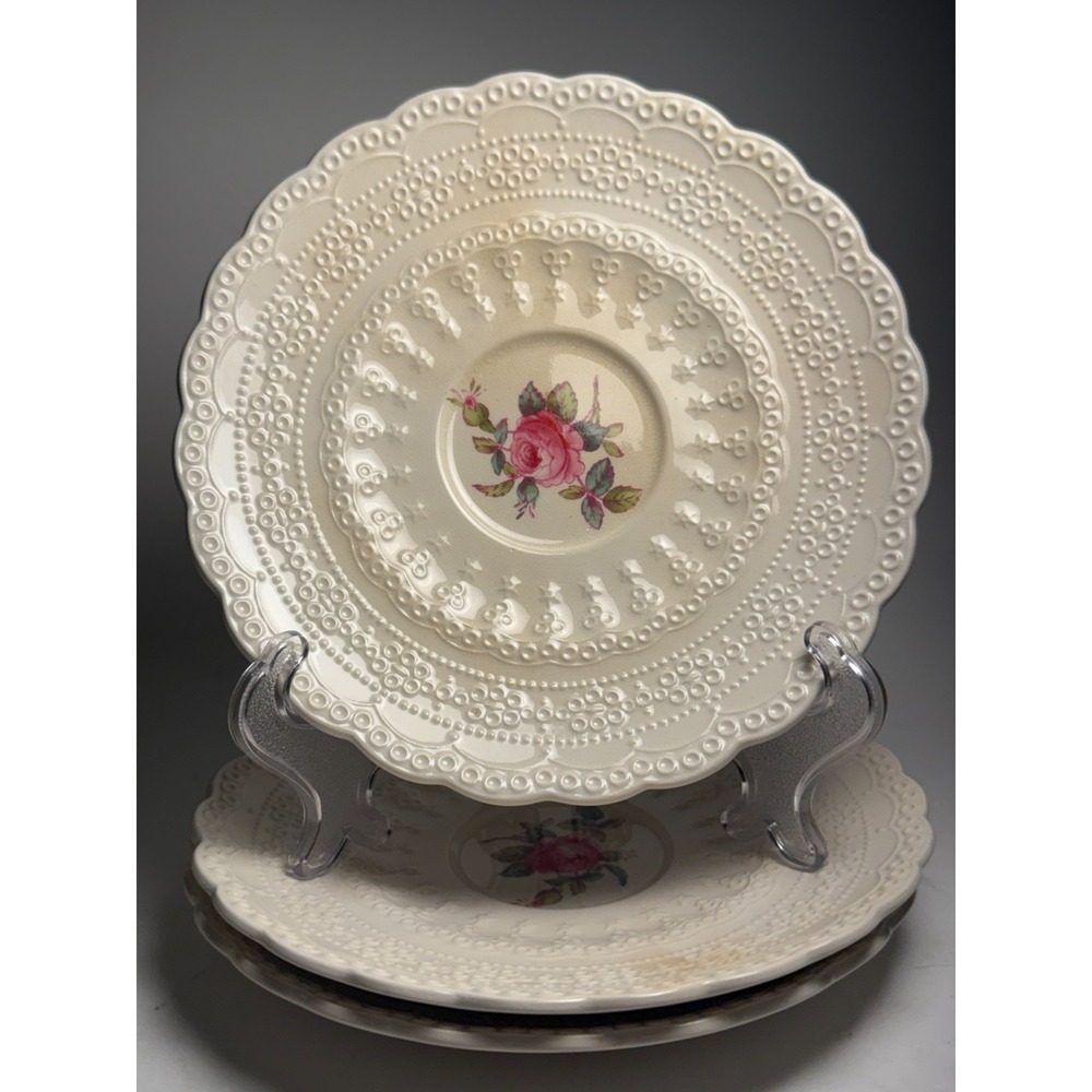 Vintage Copeland Spode Jewel Billingsley 3 Rose Saucers Made In England 1926 Lot